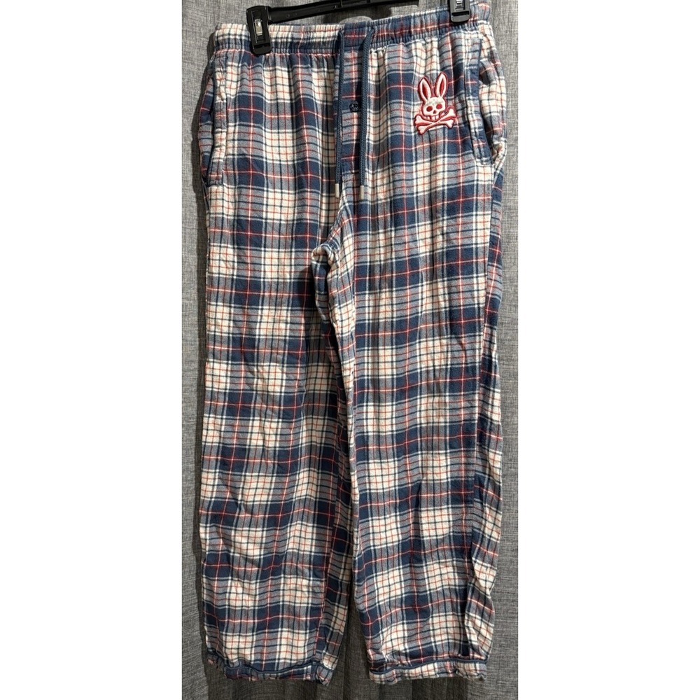 Psycho Bunny Pajama Bottoms Fleece Size S Logo Sleepwear Pockets Drawstring